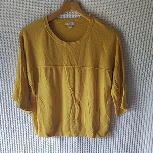J Jill Mustard 3/4 Sleeve 'Baggy' Women's Top Small